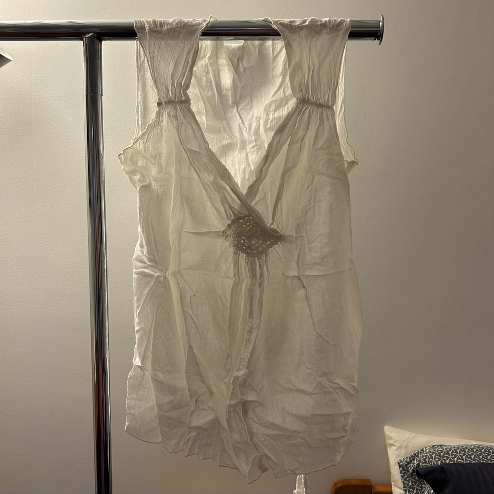 Maternity Japanese Weekend Cream Sleeveless Linen Blouse